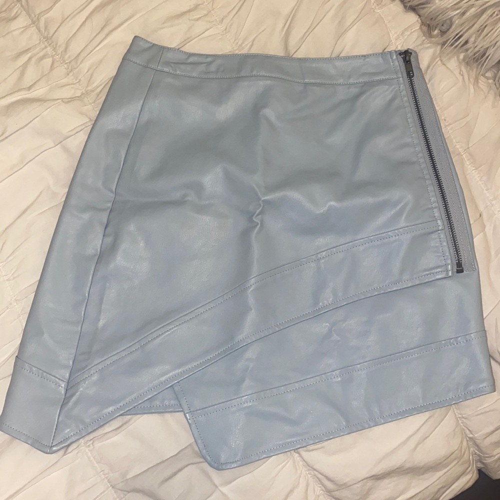 Light blue leather skirt
